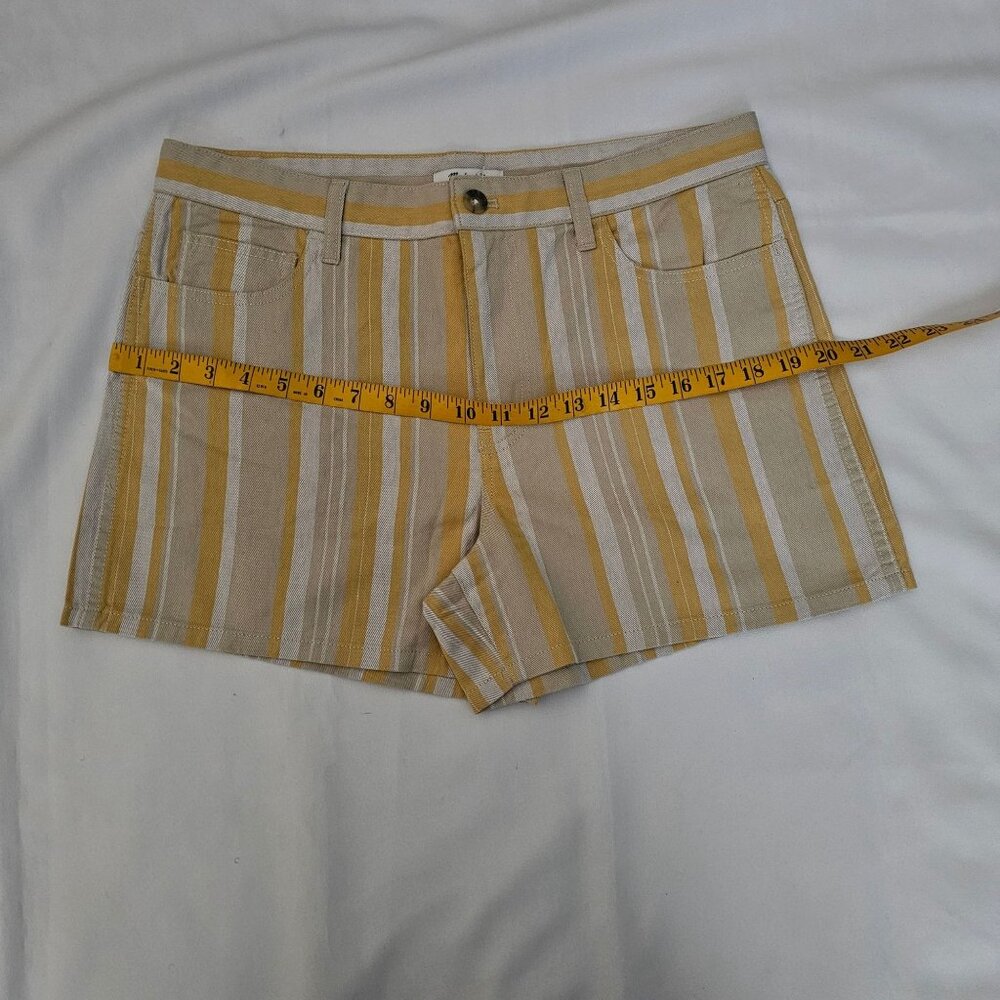 Madewell Women's Poplar Yellow Striped Rumpled Cotton Twill Shorts Size 29, NWT - Picture 12 of 16
